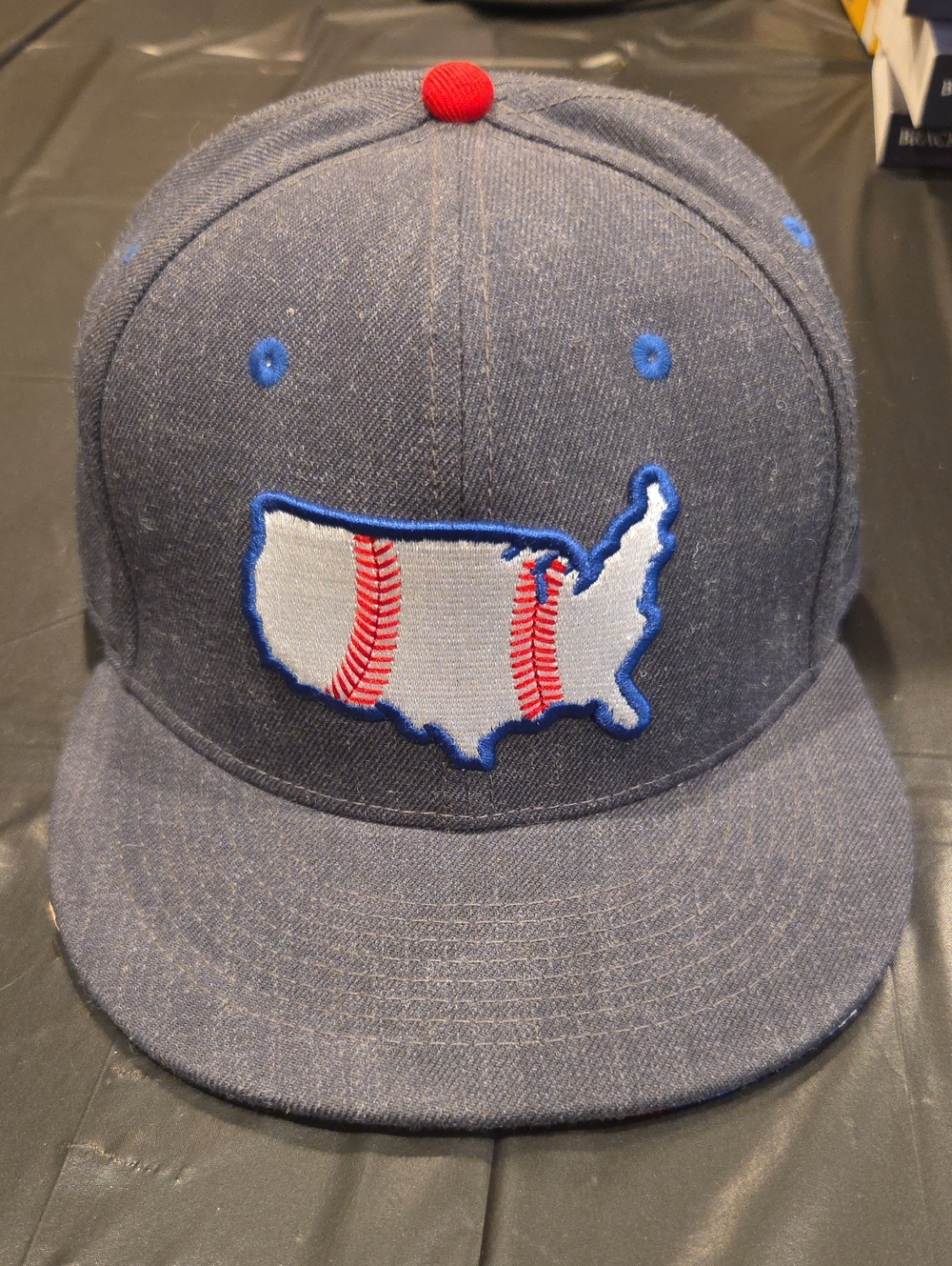 Heather Gray USA Baseball Patch Snapback Hat with Red Accents